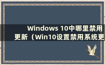 Windows 10中哪里禁用更新（Win10设置禁用系统更新）